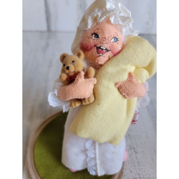 Annalee 1994 child blanket Grandma pajamas teddy bear doll xmas figure - Picture 2 of 8